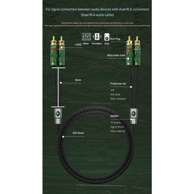 Golley LION Hifi Flagship Series 2RCA to 2RCA สายสัญญาณเสียง 6N ชุบเงิน สําหรับเครื่องขยายเสียง CD ลําโพง AV อะนาล็อก ซาวด์การ์ด เครื่องเล่นบลูเรย์