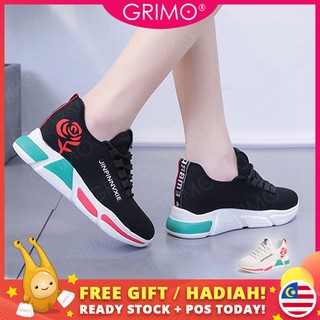 READY STOCK💝GRIMO NVXIE Women's Embroidery Sneakers Flower Sport Shoes Outdoor Kasut Wanita Sport Perempuan ks03620