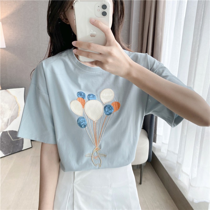 LGfashion 🍑 เสื้อคอกลมแต่งลายลูกโป่ง น่ารักสไตล์คุณหนูมากแม่ มี 4 สีหวานๆหนึ่งกรุบบบ