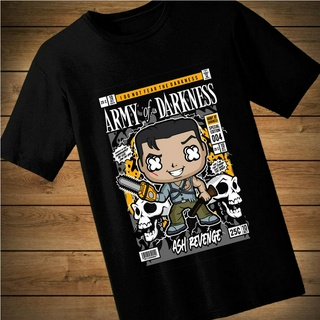 #009 เสื้อยืดลายการ์ตูน ARMY OF DARKNESS เสื้อยืดสีดำ เสื้อใส่เล่น เสื้อยืด เสื้อคอกลม ใส่สบาย เสื้อสกรีน เสื้อสั่งทำ