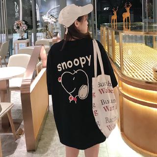 【CHAOYICHU】 แฟชั่นสตรีเสื้อยืดแขนสั้นพิมพ์ลายการ์ตูน Snoopy