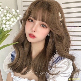 ขายร้อน⚡🌷วิกผมยาวหยิกหยักศก Lolita ธรรมชาติ Qi bangs วิกผมจริงเต็มหมวก jk วิกผมยาว