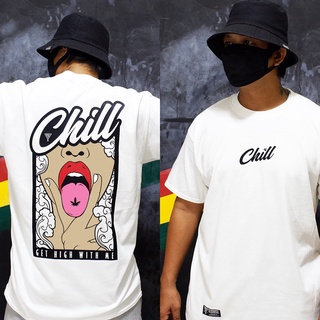 เสื้อคนอ้วน เสื้อคู่วินเทจ เสื้อยืดสําหรับผู้ชาย✴M.Chill (สีขาว) โดย Print Maniac เสื้อผ้า +}Z Tee