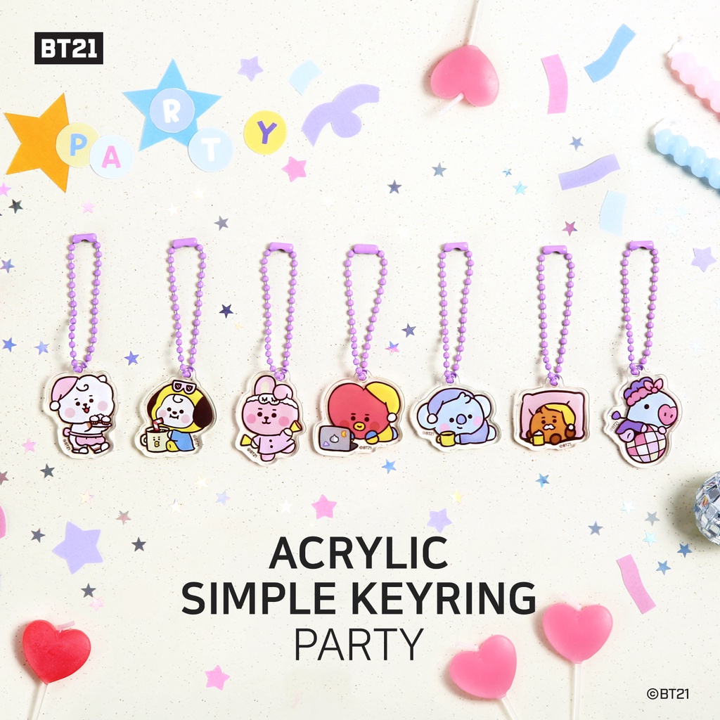 พวงกุญแจ BT21 ACRYLIC SIMPLE KEYRING [PARTY] 💜สินค้าพร้อมส่ง💜