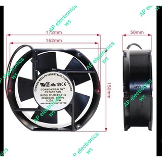 พัดลมระบายความร้อน 220V 6นิ้ว ตัวกลมหัวตัด 2สาย ใช้ไฟบ้านกินกระแส 0.25A หรือประมาณ 42W ครับ