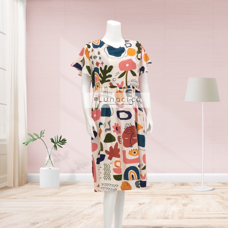 Lunaci Cream Aztec Kina Dress