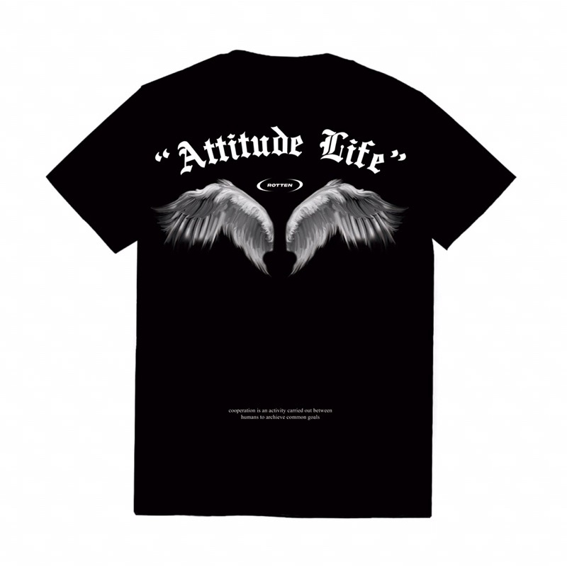Rotten - เสื้อยืดสีดํา Attitude Life Angels