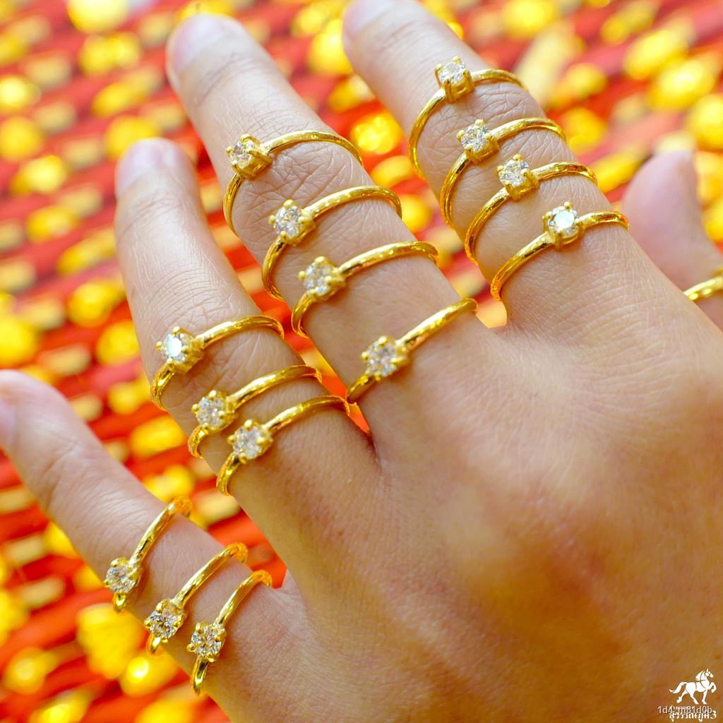แหวนทองคำแท้ 1 กรัม ลายหัวพลอยชู ทองแท้ 96.5% ขายได้ จำนำได้ มีใบรับประกัน แหวนทอง แหวนทองคำแท้