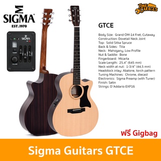 Sigma Guitars GTCE Acoustic Guitar กีต้าร์โปร่งไฟฟ้า กีต้าร์อะคูสติกไฟฟ้า ทรง Grand OM แถมฟรี Gigbag