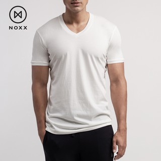 Noxx V-neck T-shirt: เสื้อยืด คอวี ขาวล้วน White