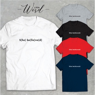 Little Word เสื้อยืดคอกลมแขนสั้นพิมพ์ลาย He Lied สไตล์มินิมอล ทรงUnisex