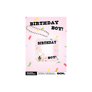 pink birthday boy frame keychain