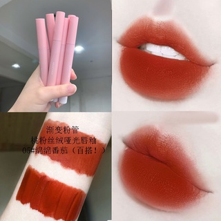 Peach pink matte lip glaze/velvet matte gradient moisturizing whitening lip mud lipstick/velvet lip gloss lipstick/waterproof non-fading lip glaze