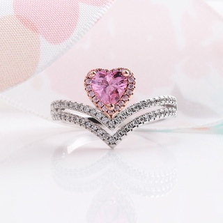 Ring Love Full Diamond Sweet Heart -รูปวาเลนไทน์รูปเวลส์เพชรแหวนแหวน