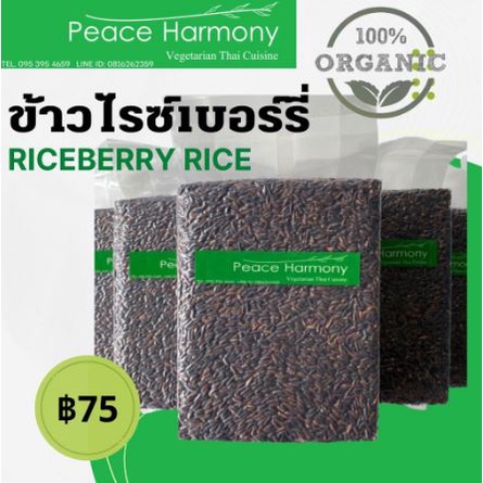 ข้าว ข้าวไรซ์เบอร์รี่ เกษตรอินทรีย์ ข้าวสาร ข้าวเพื่อสุขภาพ ข้าวลดน้ำหนัก ขนาด 1 กก. Organic Riceberry Rice 1 Kg.
