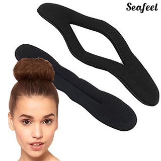 SF 2Pcs/Set Hair Bun Easy-cleaning Multifunctional Black Sponge Hair Styling Tools for Girl