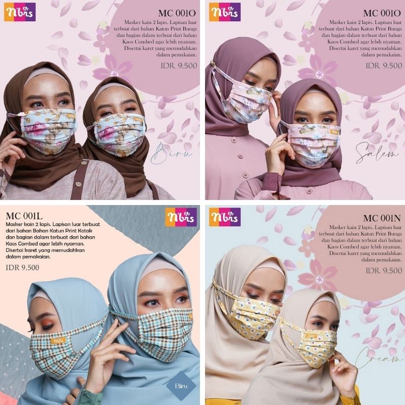 35% หน้ากาก Nibras ดั้งเดิม MC 001 O PINK | MC 001 โอ บลู | MC 001L สีฟ้า | MC 001 N YELLOW 2 ชั้น H