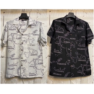 เสื้อฮาวายลายmap ดำ ขาว hawaii ไซค์ m l xl 2xl 3xl ผ้าไหมซาตินอิตาลี่💯% ผ้านิ่มสวมใส่สบายไม่ร้อน ใส่ได้ทั้งชายและหญิง