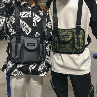 Tactical  Chest Bag กระเป๋าคาดหน้าอกสไตล์ฮิปฮอป Men Rig Bag กันน้ำ กระเป๋าสะพายข้าง Hip Hop Street Wear Sling Shoulder Bag