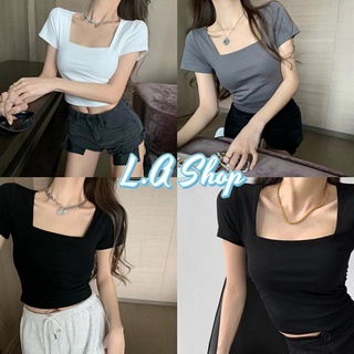 L.A Shopp พร้อมส่ง เสื้อยืดครอปแขนสั้น คอเหลี่ยม ผ้านิ่มลื่นใส่สบายสุดๆ น่ารักคาวาอี้ "DX-6746-H"