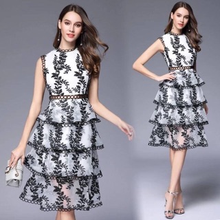 👗Organza Muti-Layer Sleeveless Lace Dress👗