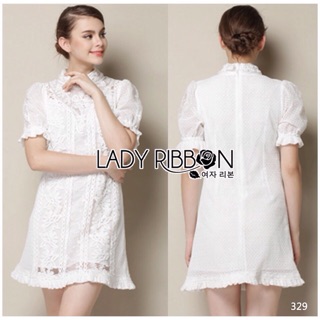 🎀 Lady Ribbons Made 🎀 Lady Lara Classic Feminine High-Neck Embellished Lace Dress เดรสผ้าลูกไม้ปั