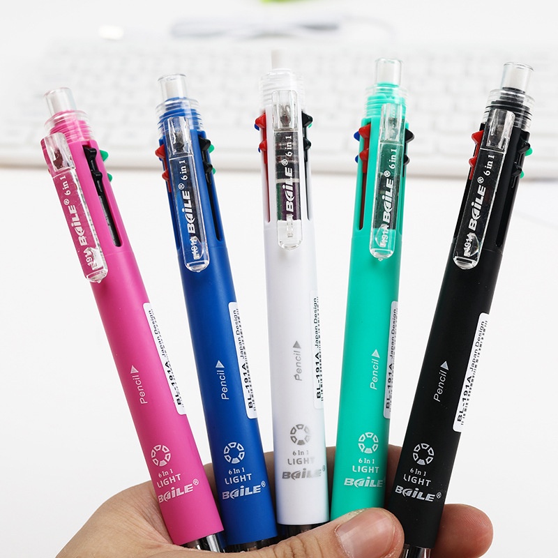 ปากกาลูกลื่น อเนกประสงค์ 5 สี 6in1 WJ056