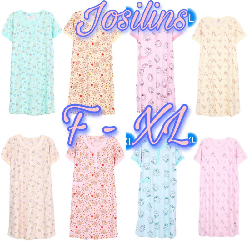 Josilins ชุดนอนกระโปรง(ไซร์ F-XL) คอกลม ผ้ายืด ชุดนอนโจศิรินส์