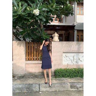 3S.WARDROBE D013 Scotchie Dress Vol 2 เดรสแขนกุดลายสก็อต (Navy) สีกรม