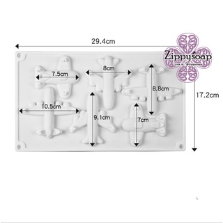 แม่พิมพ์ซิลิโคน เครื่องบิน 6 ช่อง 005003 สีสุ่ม