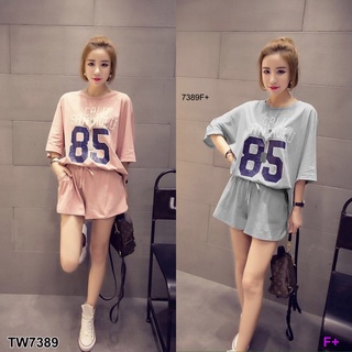 👗Pfashion [ส่งไว!!🚛] P7389  	Set 2 ชิ้น เสื้อยืดแขนสั้น สกรีน CALIF 85 +กางเกงขาสั้น  Set of 2 pieces, short s