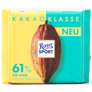 ริตเทอร์สปอร์ตช็อกโกแลตโกโก้ซีเล็คชั่น61เปอร์เซ็นต์ 100กรัม Ritter Sport Chocolate Cocoa Selection 61% 100g.