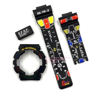 กรอบสาย G-SHOCK แท้ ดำด้าน สกรีนลายGundam E.F.S.F.RX-78-2ใส่กับรุ่น GA-100,GA-110,GA-120,GAX-100,GD-100,GD-120 สายนาฬิกา