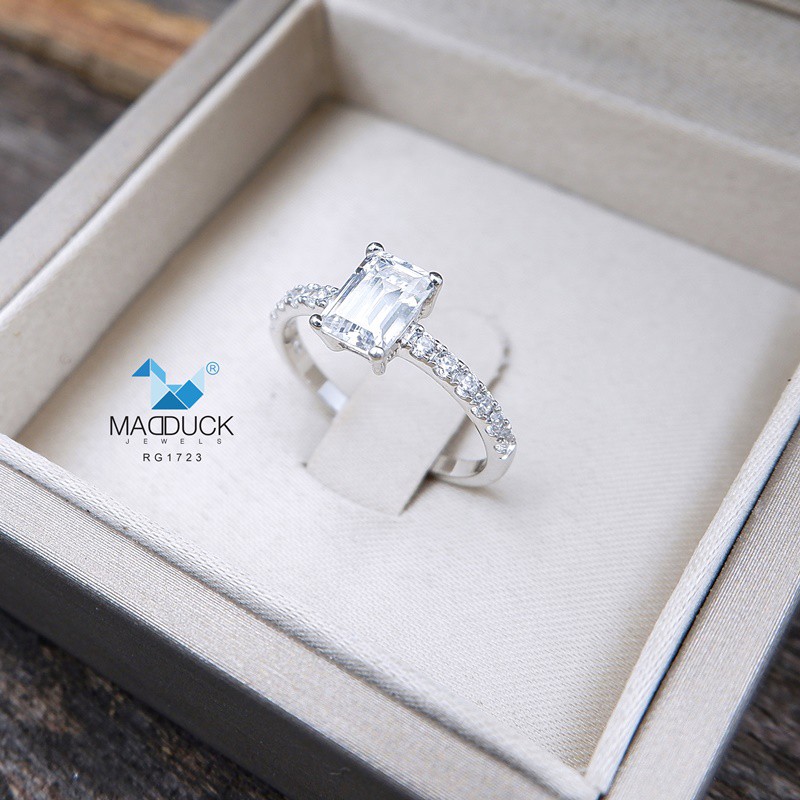Madduckjewels แหวนเงินแท้ เพชร CZ ชุบโรเดียม RG1723