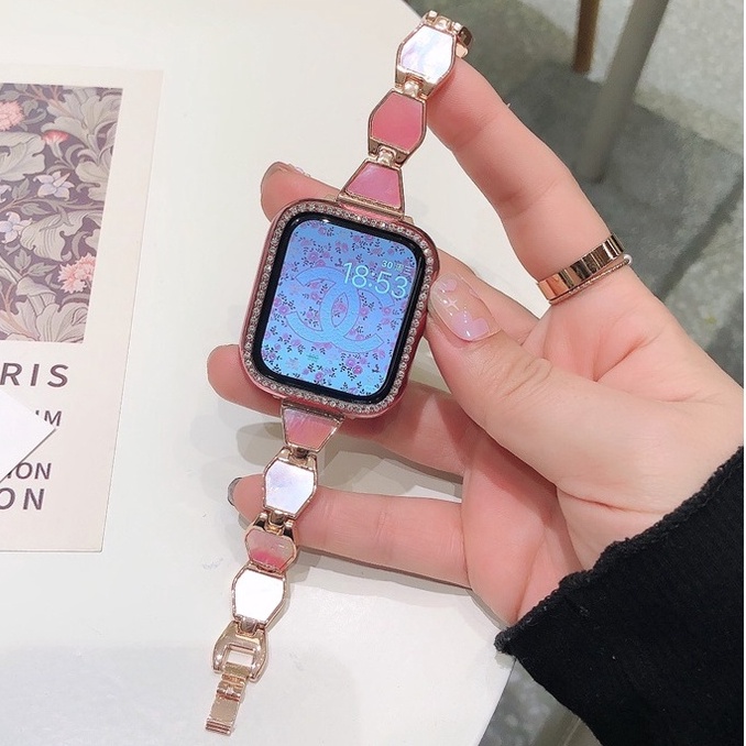 สายนาฬิกา applewatch สายนาฬิกาข้อมือ ประดับเลื่อม หรูหรา แบบเปลี่ยน สําหรับ สาย applewatch Strap Series 7 6 SE 5 4 3 2 1 i ขนาด 38 มม.~45 มม