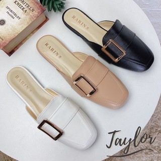 Taylor Slipper by Rarin Sz.36-41 รองเท้าเปิดส้น แต่งเข็มขัด **เท้าไม่เรียวบวกเพิ่ม**