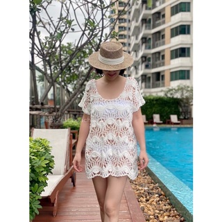 SPICIEST BEACHWEAR | Loni Beach Cover Up // White | เสื้อคลุม เดรส ชุดคลุมชุดว่ายน้ำ ชุดคลุมบิกินี่ ชุดไปทะเล