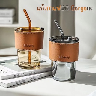 แก้วกาแฟมินิ (ZT-735) พร้อมหลอดแก้วสุดเก๋ มีที่จับกันความร้อน แก้วสูญญากาศ 400ML. เหมาะกับชาวออฟฟิต