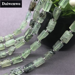 Prehnite ลูกปัดหินปริซึมธรรมชาติ สําหรับทําเครื่องประดับ Diy