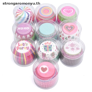 【strongaromonyu】กระดาษห่อคัพเค้ก มัฟฟิน สีรุ้ง DIY 100 ชิ้น