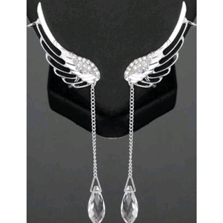 ต่างหูแฟชั่น ต่างหูปีกหงส์  สวยเก๋ Rhinestone Decor Wing Shape ส่งจากไทย