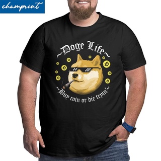 ผ้าฝ้าย 100%เสื้อยืด พิมพ์ลาย Doge Life Dogecoin สไตล์วินเทจ สําหรับผู้ชายS-3XL