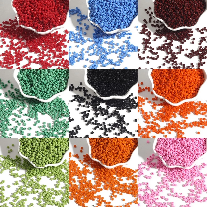 2/3/4mm ลูกปัดแก้วสี ลูกปัดเมล็ดพืช สำหรับทำสร้อยข้อมือ สร้อยคอ DIY อุปกรณ์ทำเครื่องประดับ