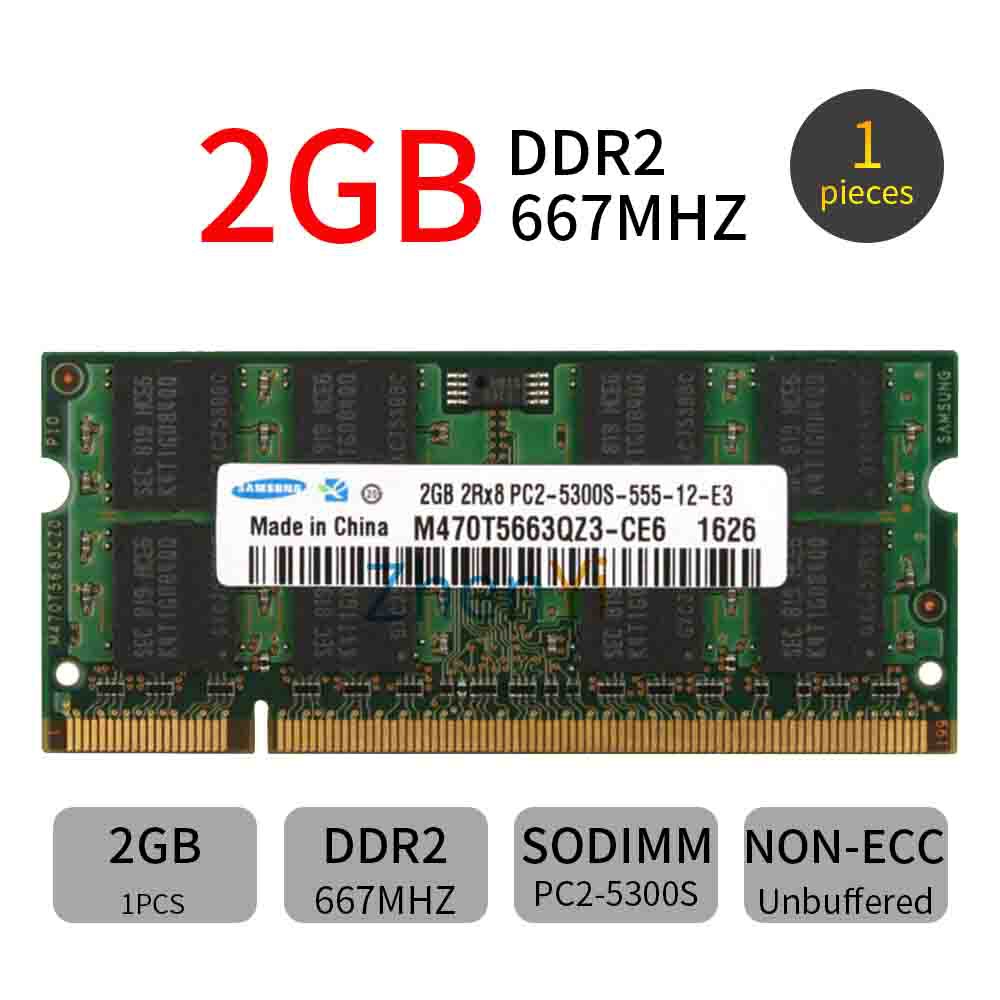 NOTEBOOK RAM 2GB 2G PC2-5300S DDR2-667MHz 200Pin 1.8V SODIMM Laptop Memory For Samsung AD22