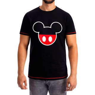 เสื้อยืดโอเวอร์ไซส์เสื้อยืดแขนสั้น คอกลม ผ้าฝ้าย พิมพ์ลาย Disney Mickey Mouse สําหรับผู้ชายS-3XL