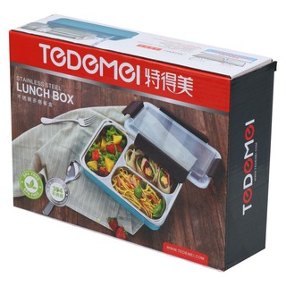 กล่องอาหารเหลี่ยม KEY WAY 3 ช่อง 1.1 ลิตร สเตนเลส  FOOD CONTAINER KEY WAY 3COMPARTMENT 1.1L STAINLESS STEEL