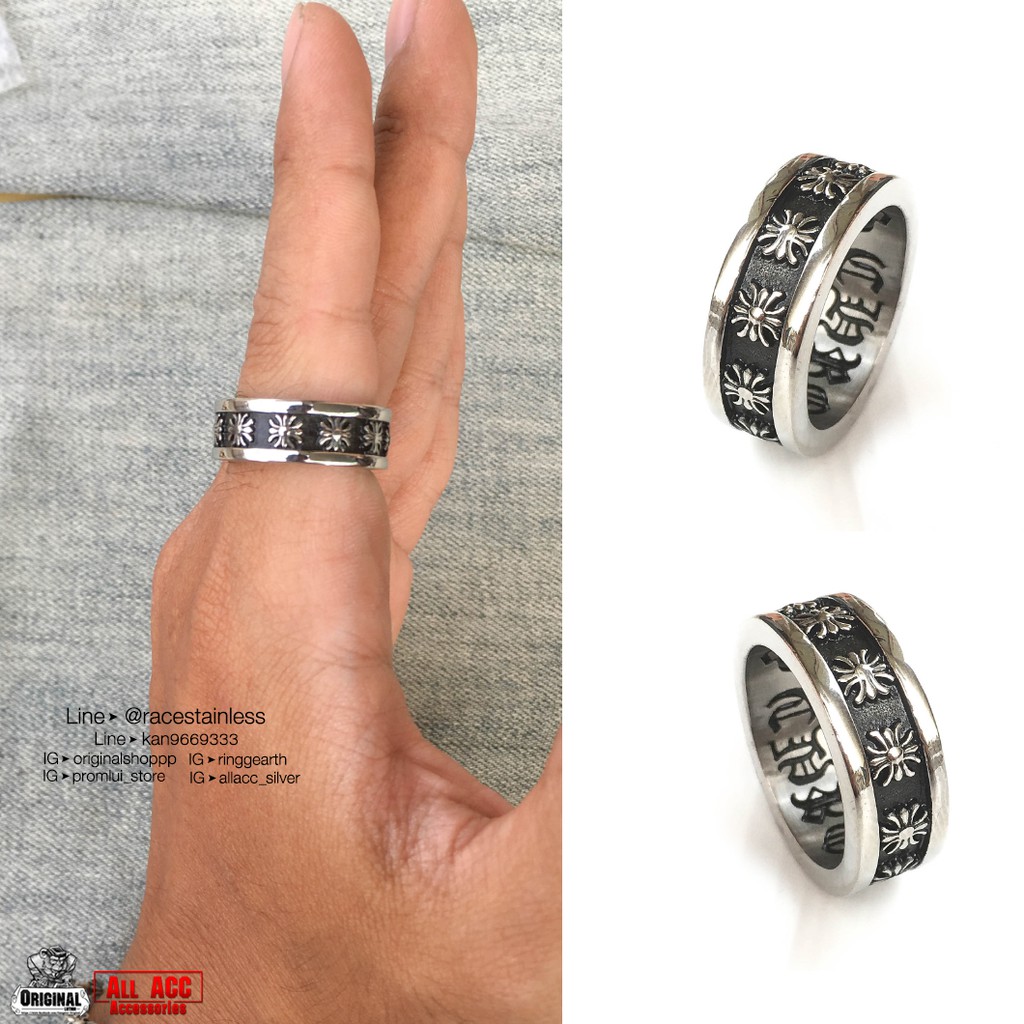 แหวน Chrome Heart Crossจิ๋ว สแตนเลสแท้ stainless 316l ring แหวนแฟชั่น แหวนผู้ชาย แหวนสแตนเลส originallution