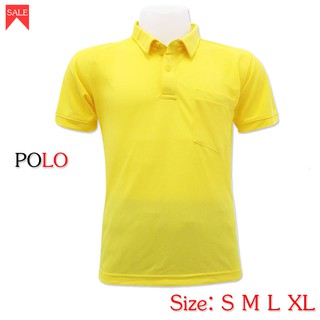 POLO เสื้อโปโลแขนสั้น คอปก มีกระเป๋าผ้าฝ้าย เซท 1 ตัว สีเหลือง