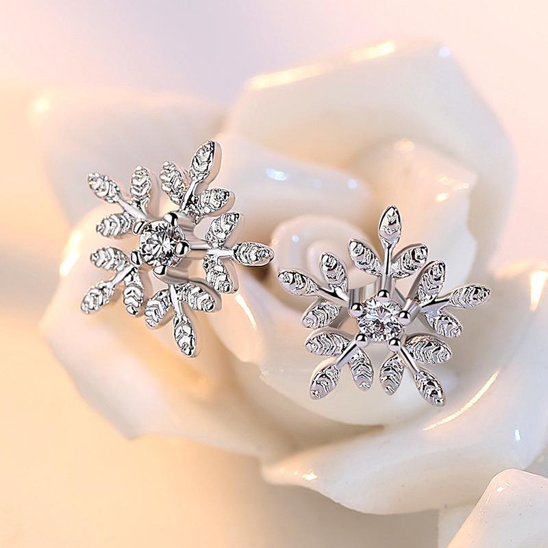 ต่างหูกำไลเกล็ดหิมะตุ้มหูหูหิ้วหญิงสาวเงินผู้หญิง WE54R Earrings Silver 925