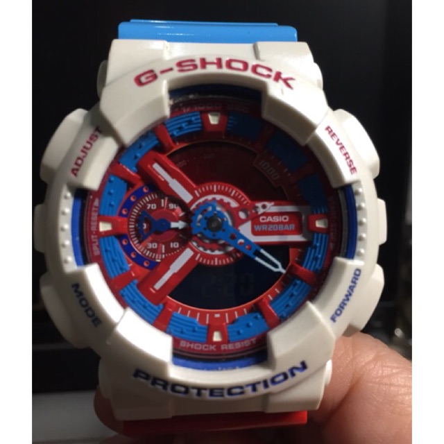 G shock สายสีฟ้าแดง สั่งทำพิเศษ รุ่นโดราเอมอน G shock module 5146 GA110ac-7AER ของแท้ พร้อมกล่องและใ